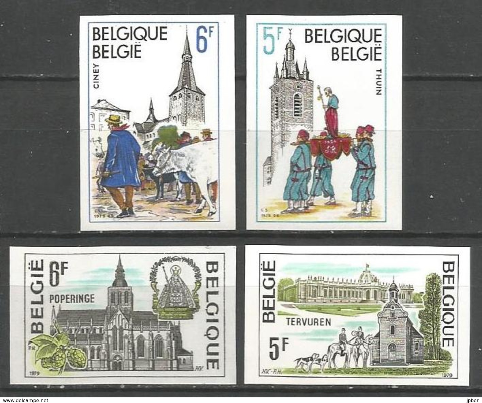 Belgique - R081 - N° 1947 à 50 - Non Dentelé - Ciney - Thuin - Poperinge - Tervuren - Autres & Non Classés