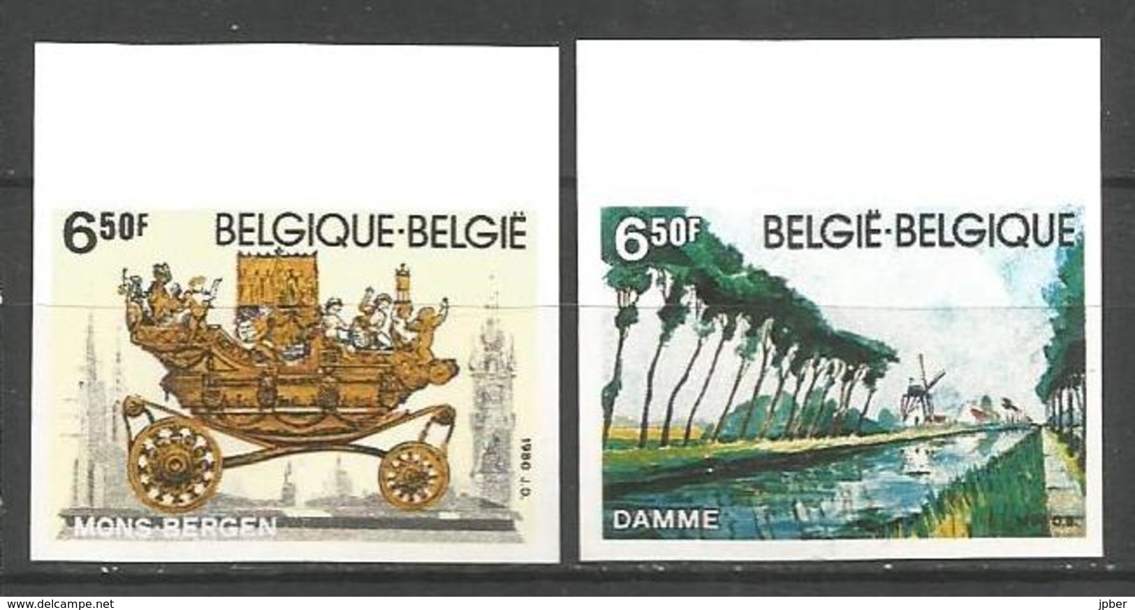 Belgique - R082 - N° 1976 Et 77 - Non Dentelé - Mons - Damme - Other & Unclassified