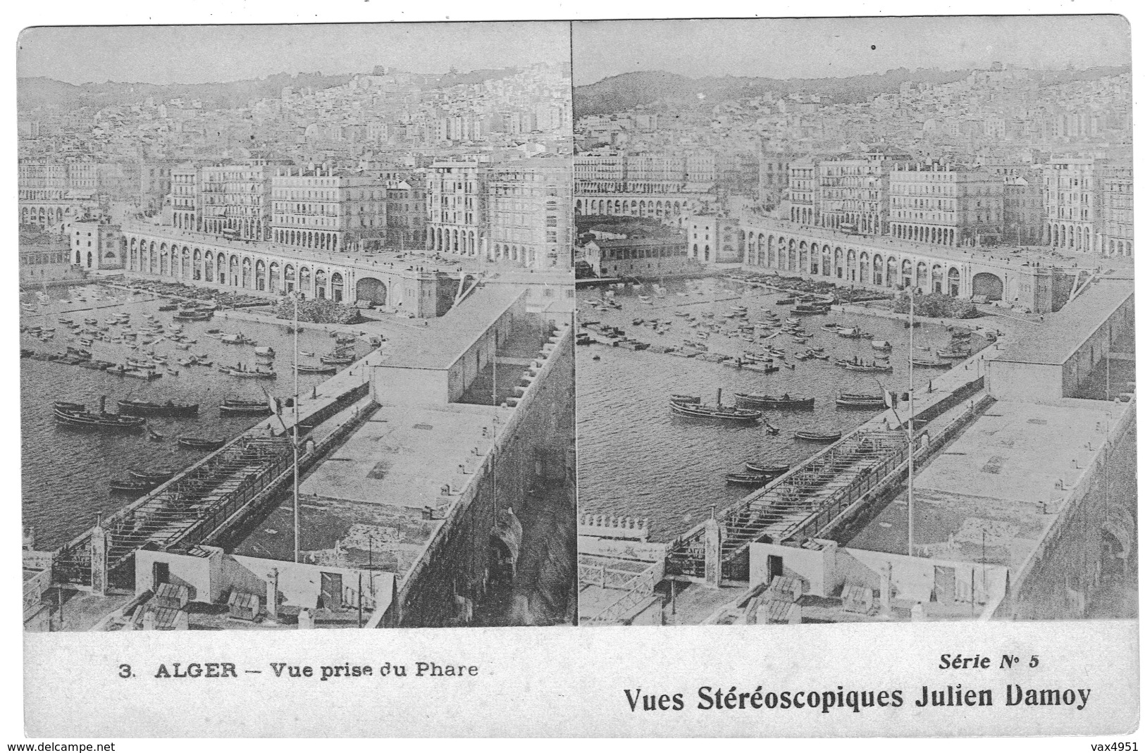 VUES STEREOSCOPIQUES  JULEIN DAMOY    ALGER  VUE PRISE DU PHARE     *****     A  SAISIR  **** - Cartoline Stereoscopiche