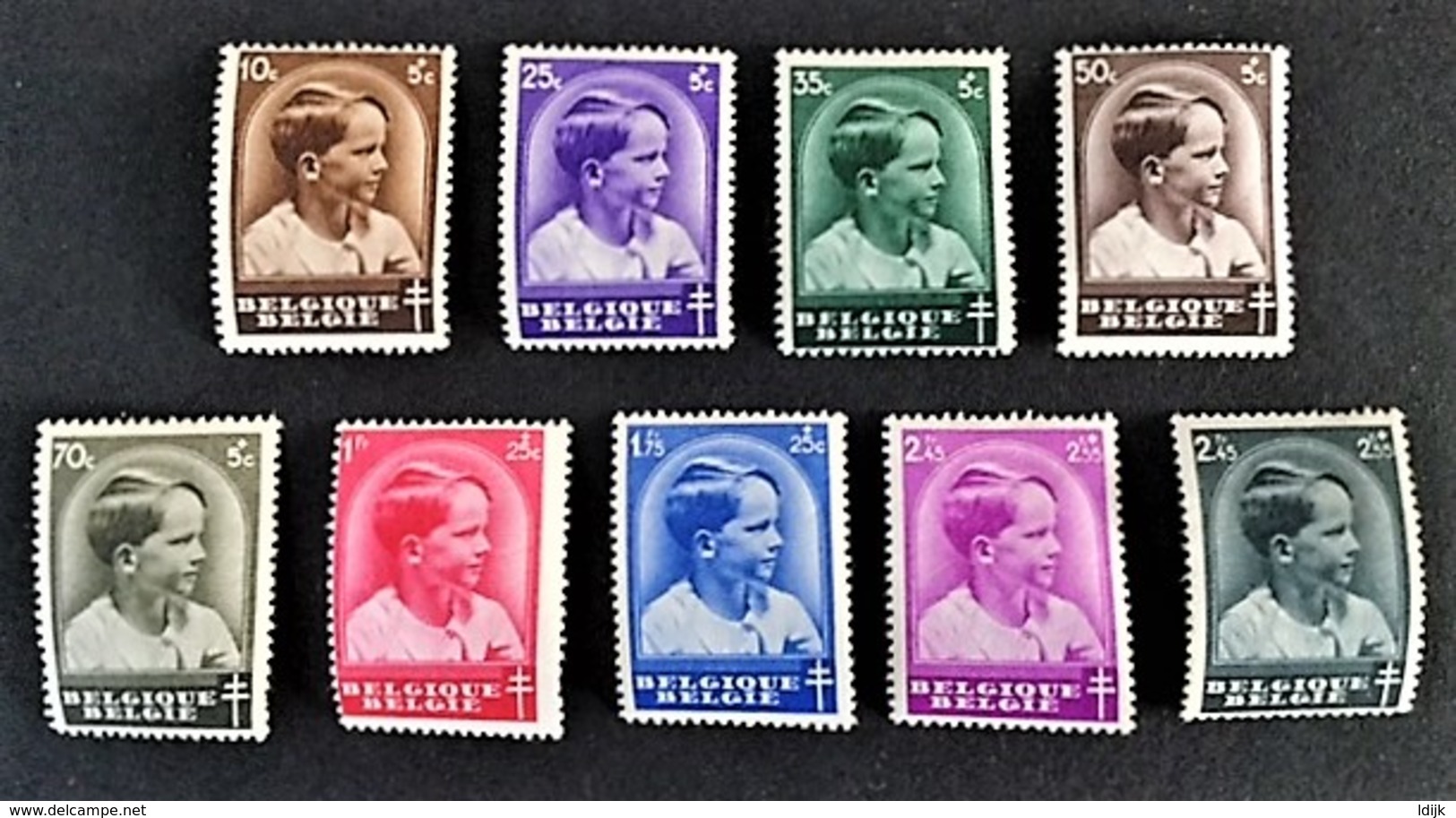 1936 Kronpriinz Baudouin/ Tuberkulosebekämpfung Mi.-Nr.434-441 *) + 1937 Tag Der Briefmarke Mi.-Nr. 442 *) - Ungebraucht