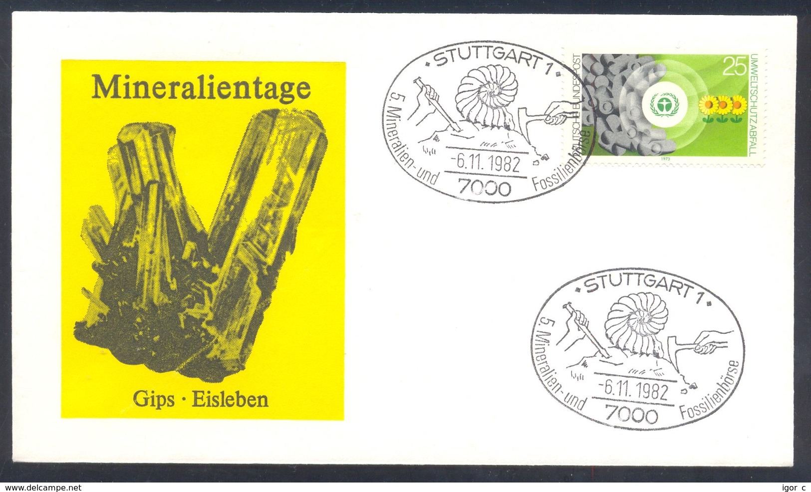 Germany 1982 Cover Minerals; Mineraux Bergbau Mines GIPS Fossil Fosil Mineralogy Fossilien Mineralien Und Fossilienbörse - Sonstige & Ohne Zuordnung