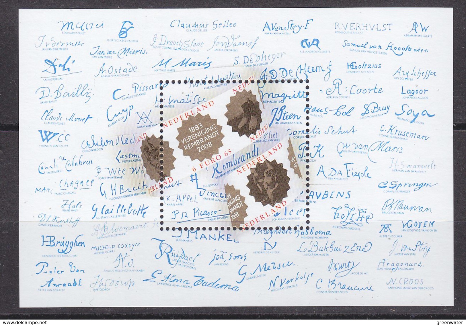 Nederland 2008 Vereniging Rembrand Blok ** Mnh (34870B) @ Face Value - Blokken