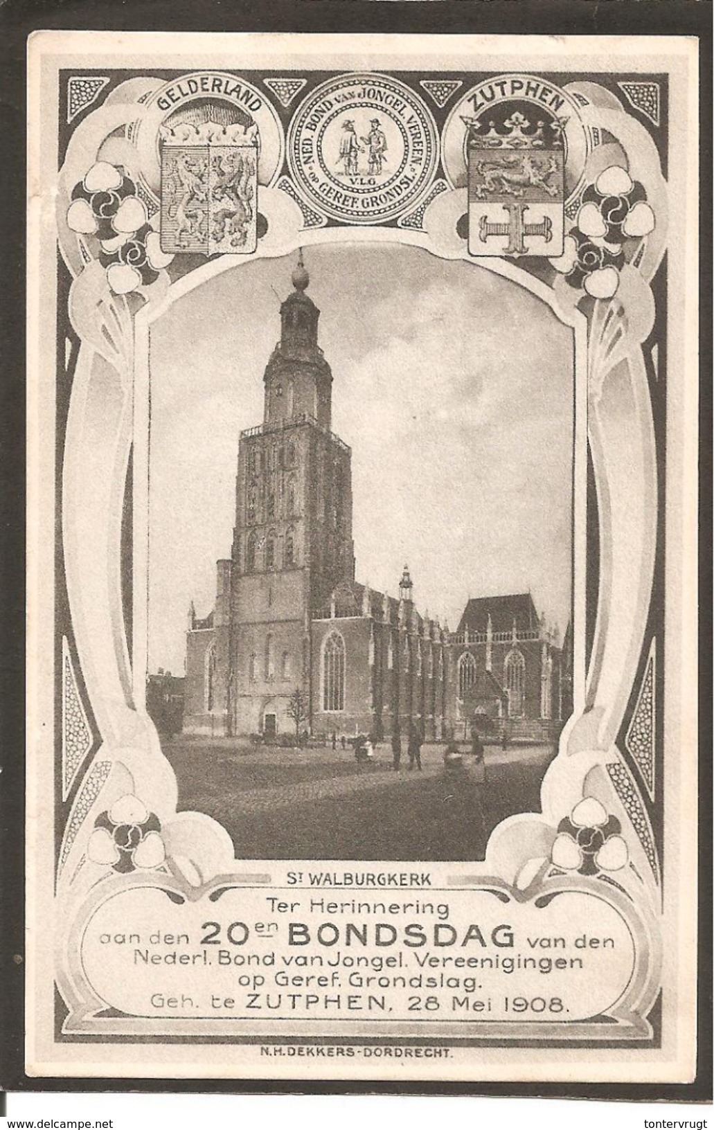 Zutphen.St. Walburgskerk.GELEGENHEIDSUITGAVE 1908. JUGENDSTILL ORNAMENT-ART NOUVEAU - Zutphen