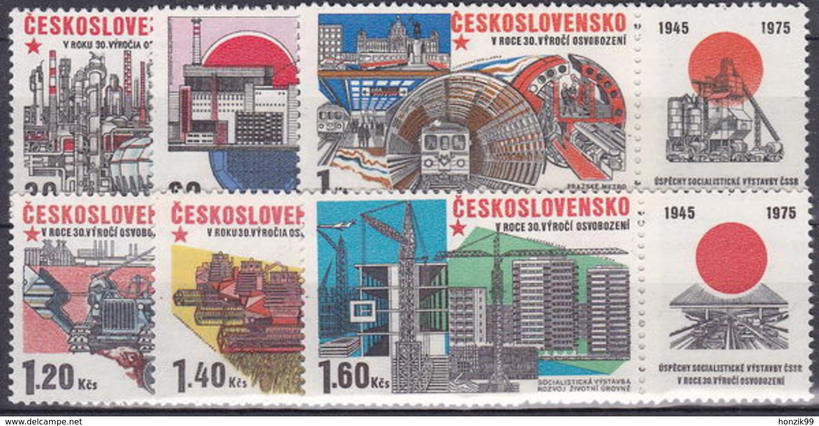 ** Tchécoslovaquie 1975 Mi 2285-90 Zf (Yv 2128-33 Avec Vignettes), (MNH) - Ungebraucht