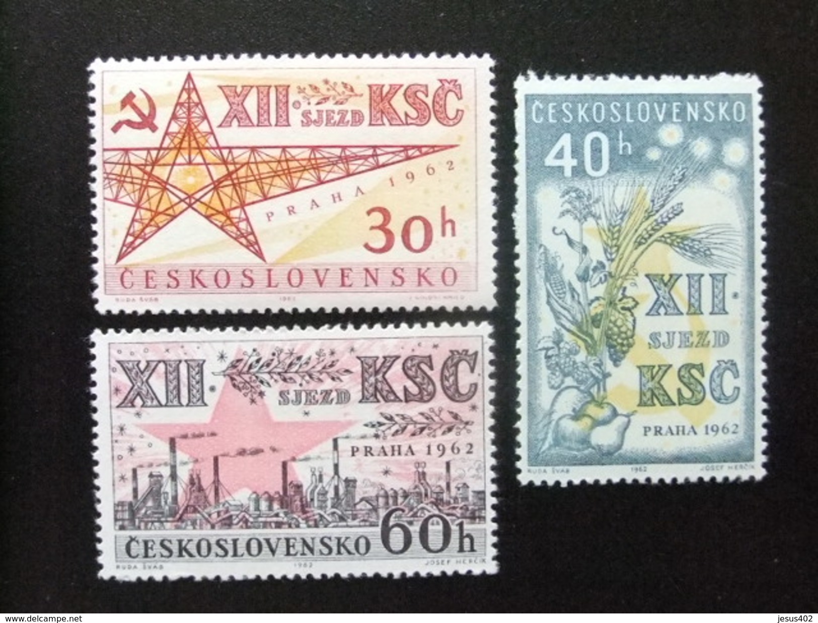 CHECOSLOVAQUIA TCHÉCOSLOVAQUIE 1962 Congrès Du  Parti Communiste Yvert 1242 /1244 ** MNH - Ungebraucht