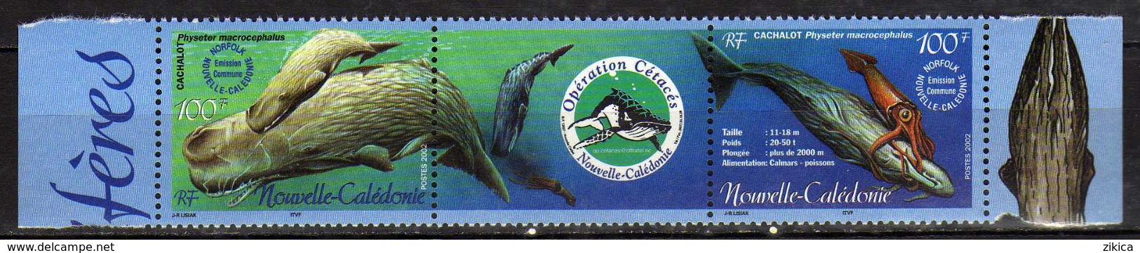 New Caledonia / NOUVELLE CALEDONIE 2002 Campaign For The Protection Of Marine Mammals.Fauna/Marine Life/Whales.MNH - Neufs