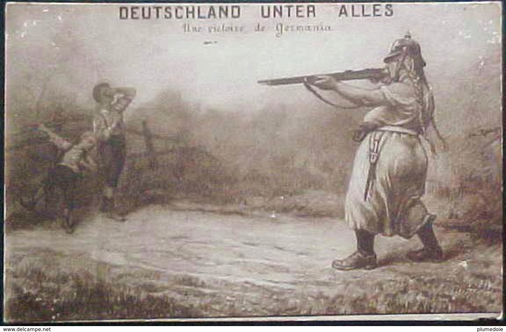 Cpa WW1 ANTI ALLEMAGNE , UNE VICTOIRE DE GERMANIA Femme Soldat Tuant Deux Enfants, PROPAGANDA ANTI GERMANY WWI - Patriotiques