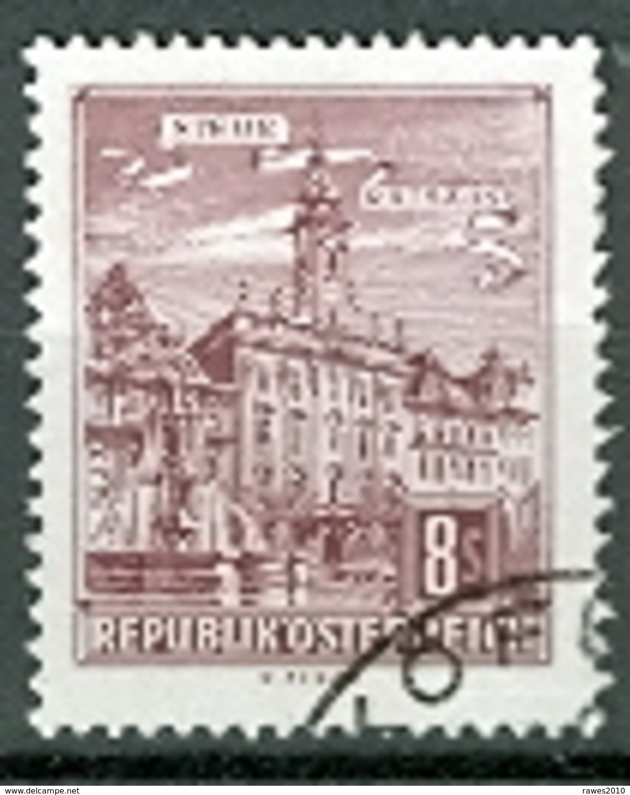 Österreich 1957 2,20 S. + 8 S. Gest. Bauten Wien - Heiligenstadt Beethoven-Haus + Steyr Rathaus - Gebraucht