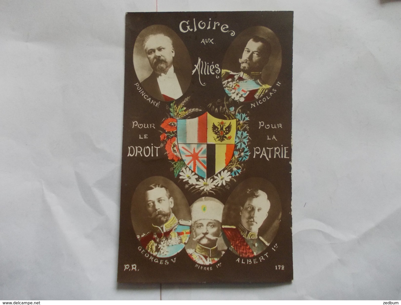 PERSONNAGES - Gloire Aux Alliés Poincaré Nicolas II Georges V Albert Ier  Pierre Ier Pour Le Droit Pour La Patrie - Politicians & Soldiers