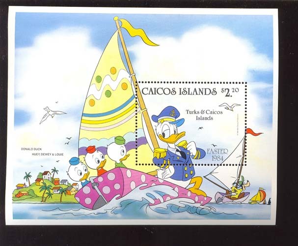 CAICOS ISLAND  46  MINT NEVER HINGED SOUVENIR SHEET OF DISNEY   #  103  (  EASTER  1984 - Disney