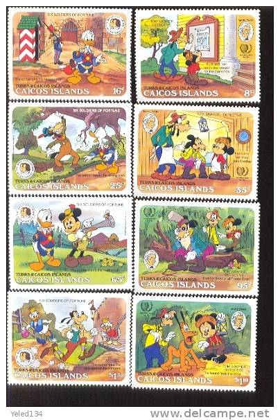 CAICOS ISL  79-85  MINT NEVER HINGED SET OF STAMPS OF DISNEY ; GRIMM ; MARK TWAIN  #  S-105 - Disney