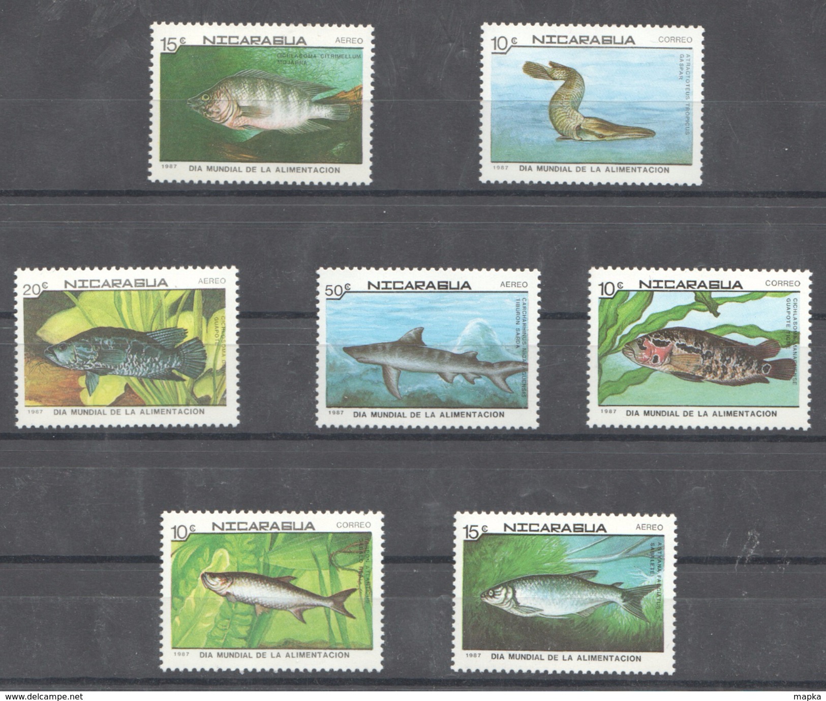 A52 1987 NICARAGUA FISH & MARINE LIFE 1SET MNH - Poissons