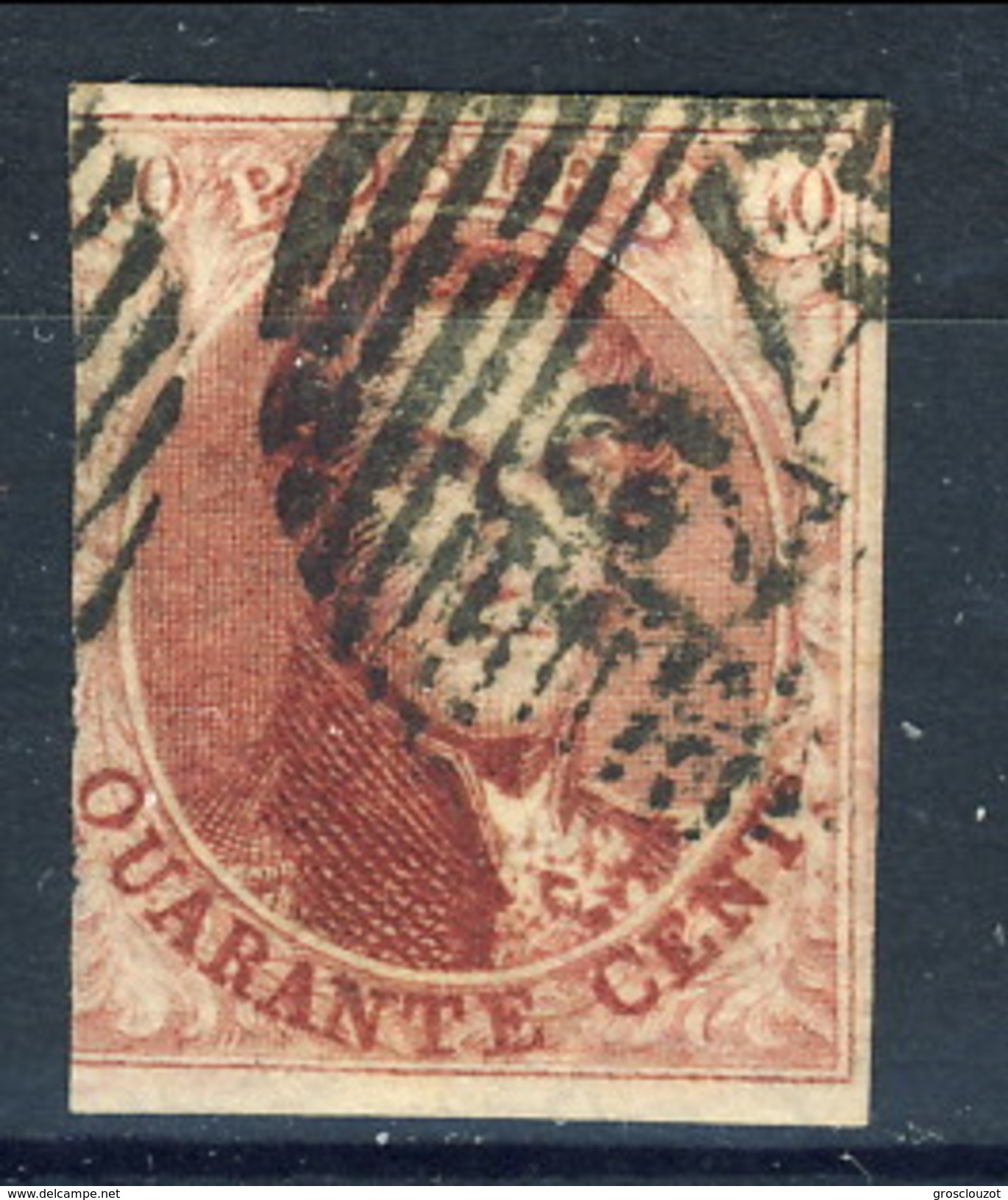 Belgio 1851 - 54 N. 8 C. 40 Rosa Carminio Effigie Di Re Leopoldo I, Fil. II Usato (corto A Sx)  Cat. &euro; 150 - Altri & Non Classificati