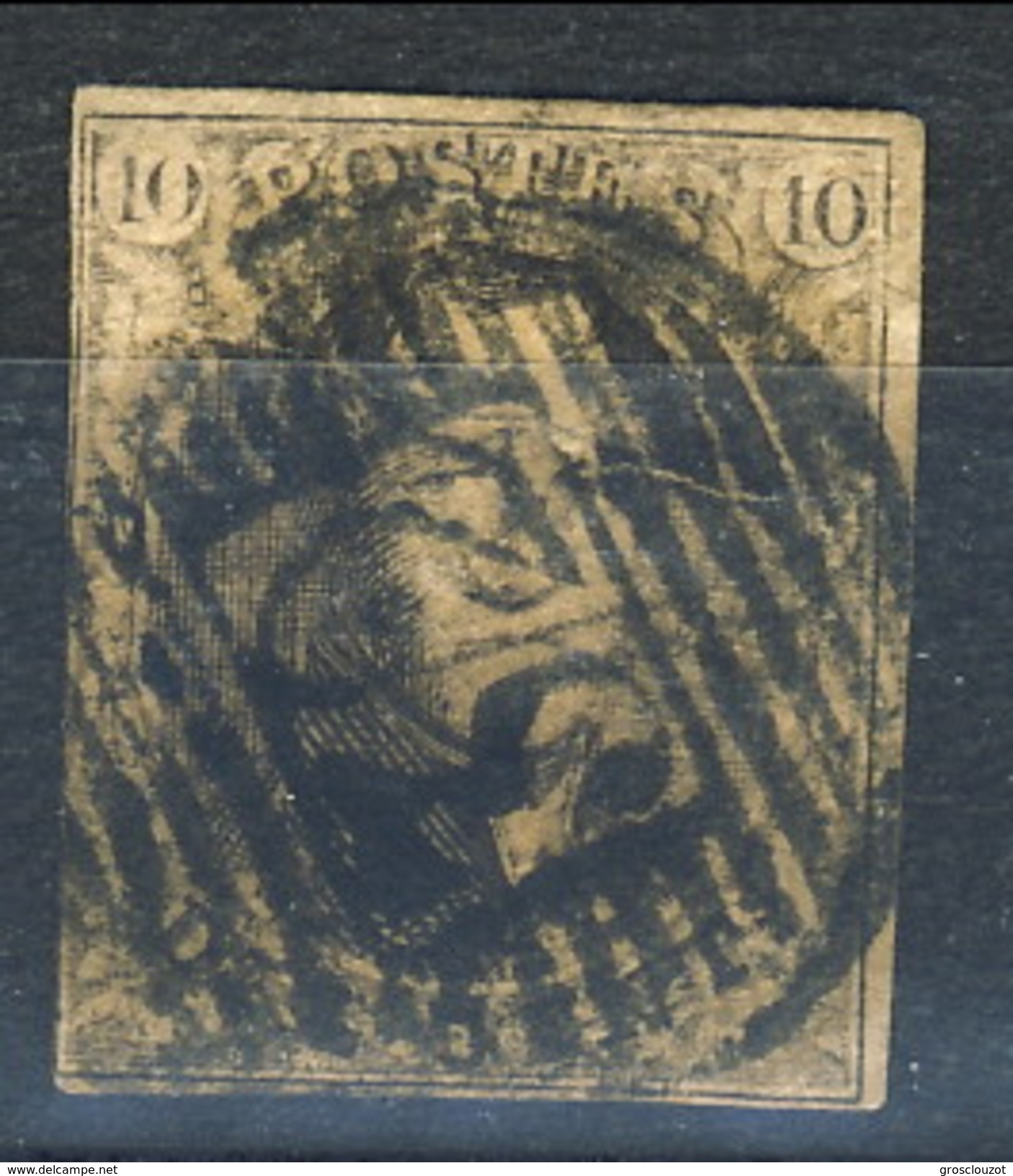 Belgio 1851 - 54 N. 6 C. 10 Bruno Effigie Di Re Leopoldo I, Usato (margini Sui Quattro Lati)  Cat. &euro; 20 - Altri & Non Classificati