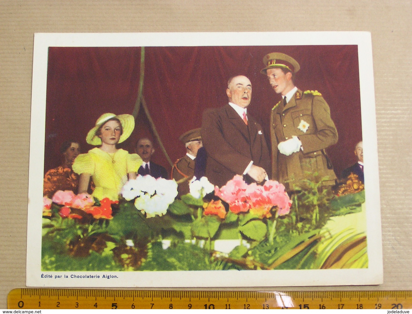 Chromo AIGLON N° 12 Photogravures SOUVERAINS ET PRINCES Belgique Roi Léopold 3 Famille Royale Chocolat Trading Card - Aiglon