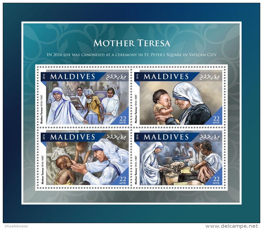 MALDIVES 2016 ** Mother Teresa Mutter Teresa Mere Teresa M/S - IMPERFORATED - A1707 - Mother Teresa