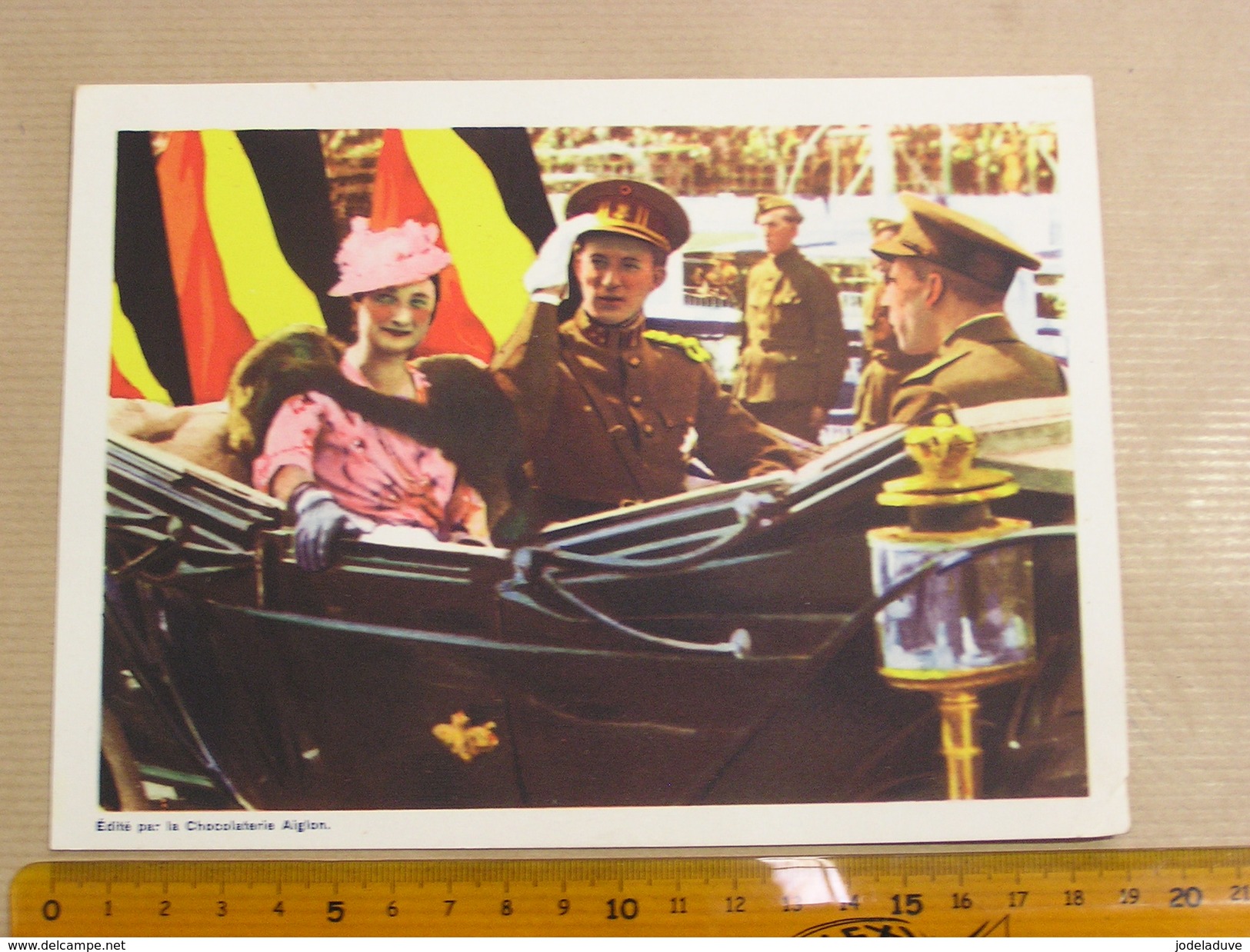 Chromo AIGLON N° 6 Photogravure SOUVERAINS ET PRINCES Belgique Roi Léopold 3 Famille Royale Chocolat Trading Card - Aiglon