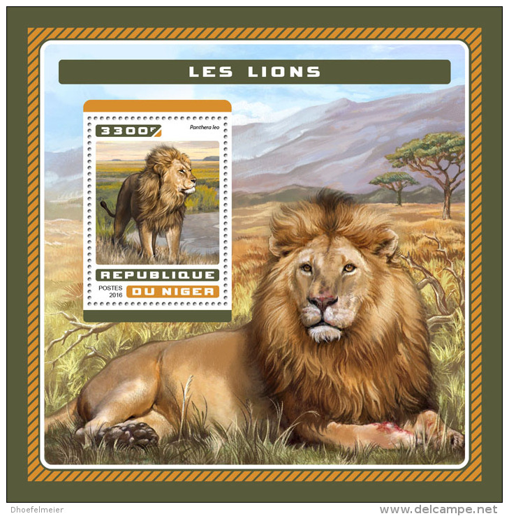 NIGER 2016 ** Lions Löwen S/S - OFFICIAL ISSUE - A1707 - Raubkatzen