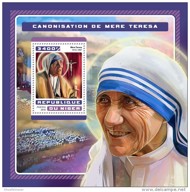 NIGER 2016 ** Canonization Mother Teresa Heiligsprechnung Mutter Teresa S/S - OFFICIAL ISSUE - A1707 - Mère Teresa