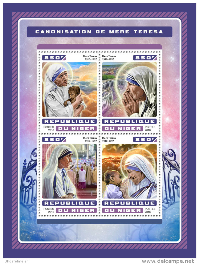 NIGER 2016 ** Canonization Mother Teresa Heiligsprechnung Mutter Teresa M/S - IMPERFORATED - A1707 - Mother Teresa