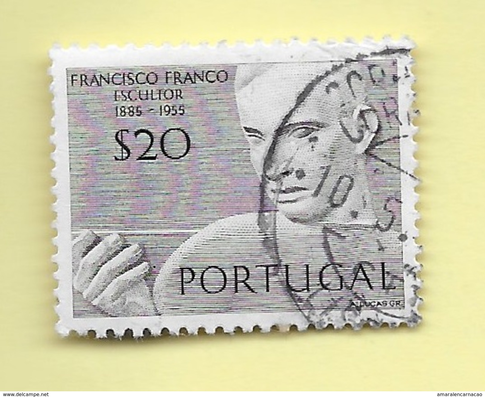 TIMBRES - STAMPS - PORTUGAL - 1971 - SCULPTEURS PORTUGAIS - FRANCISCO FRANCO - TIMBRE OBLITÉRÉ - Gebraucht