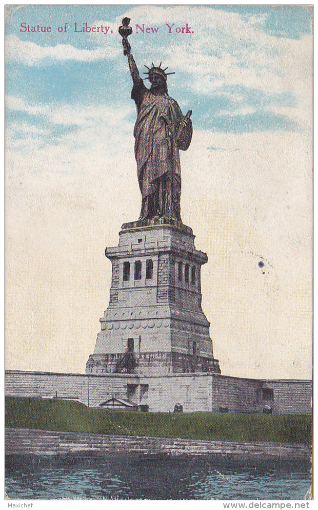 Statue Of Liberty - New York - Circulé 1913, Timbres Arrachés - Statue Of Liberty