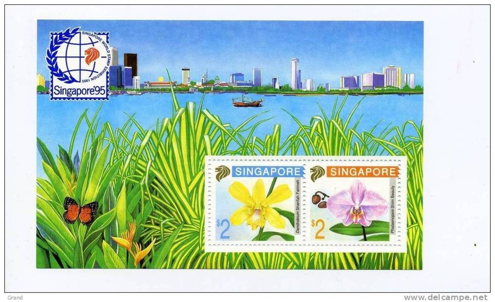 SINGAPOUR-1992-Orchidées- Papillon-Expo Singapour 95-YT B27***MNH - Orchideen