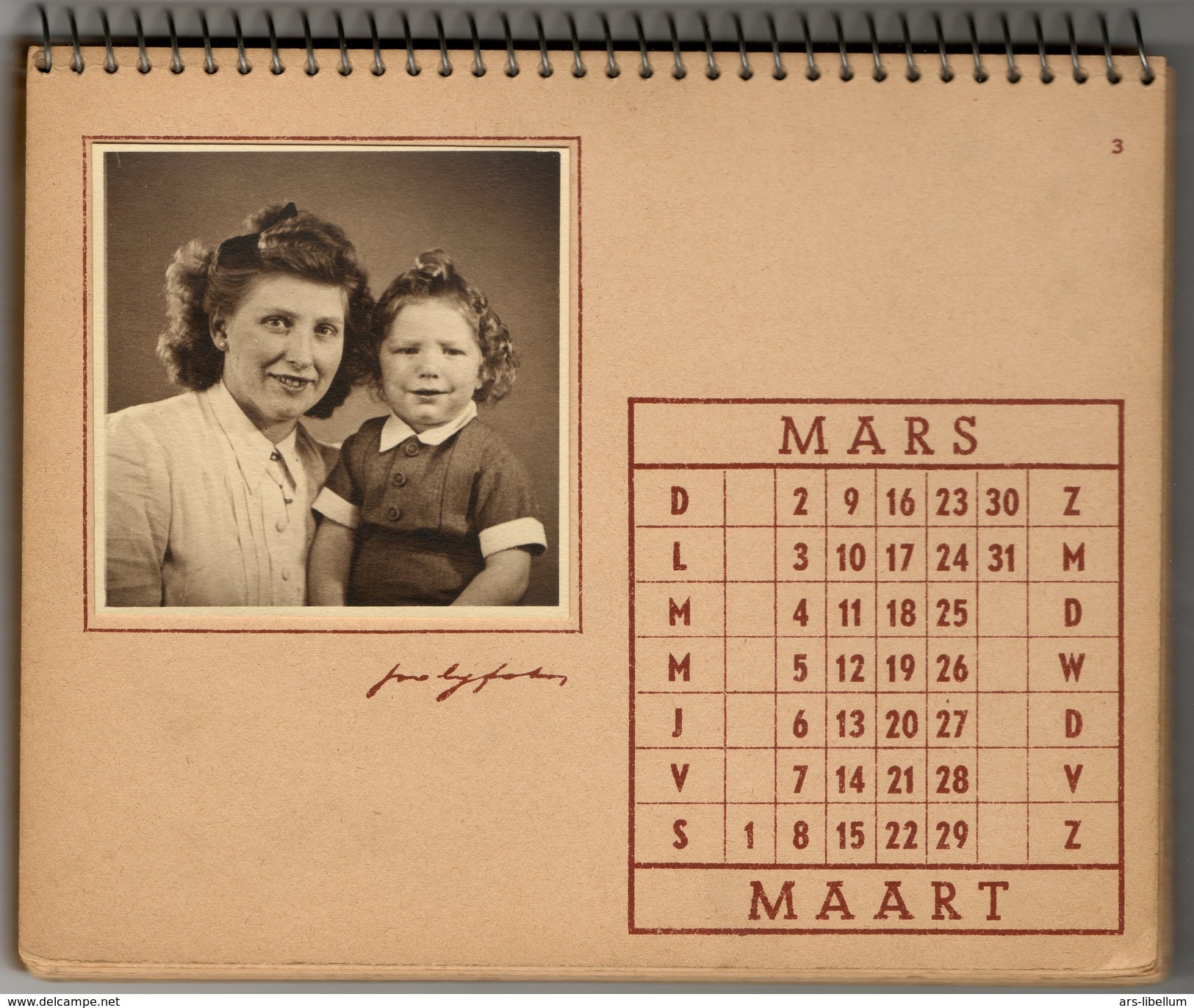 1947 / CALENDRIER Personnalisé / Polyfoto Belgique / Photos Originales / Kalender / Femme / Woman / Child / Enfant - Grand Format : 1941-60