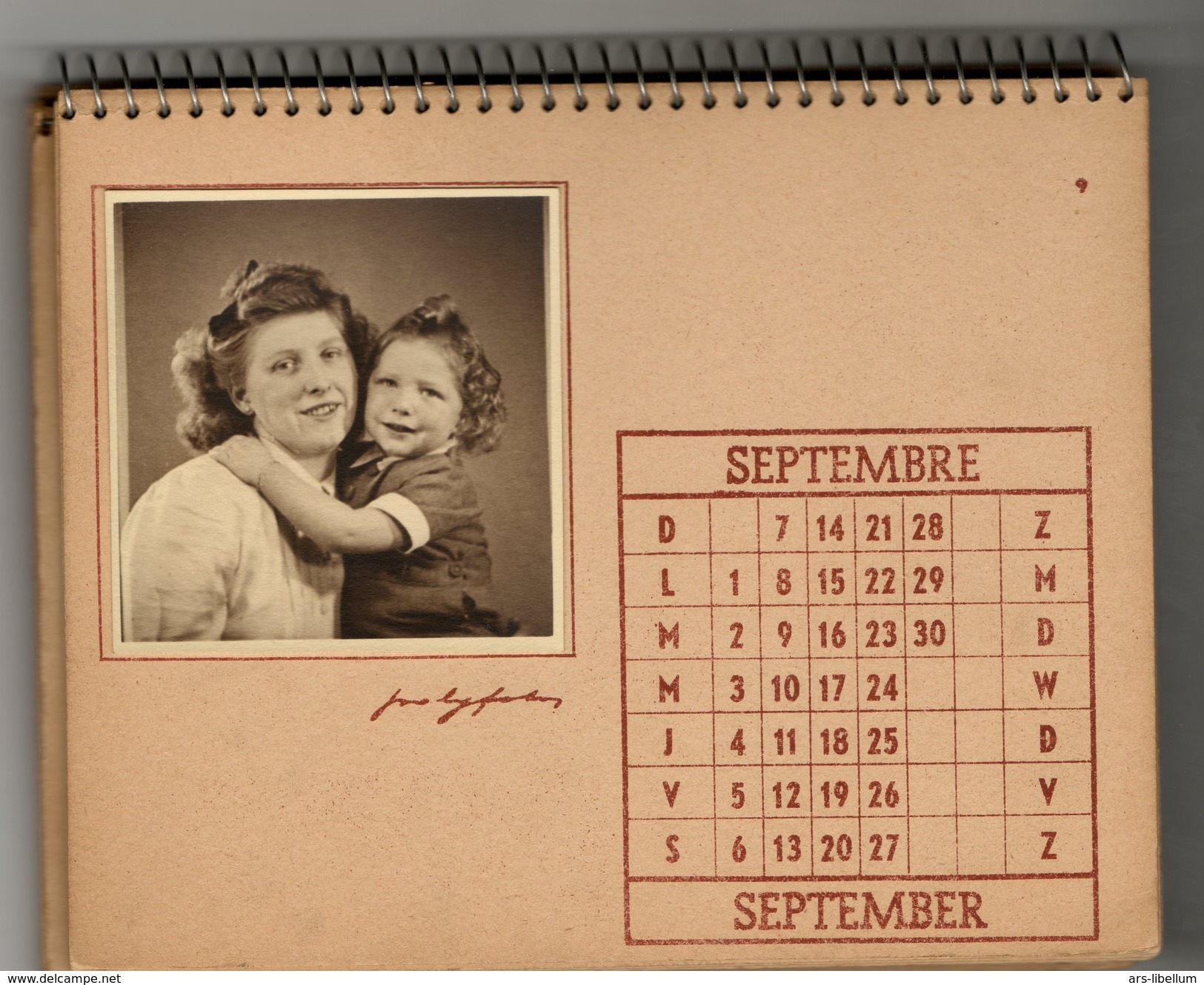 1947 / CALENDRIER personnalisé / Polyfoto Belgique / photos originales / kalender / femme / woman / child / enfant