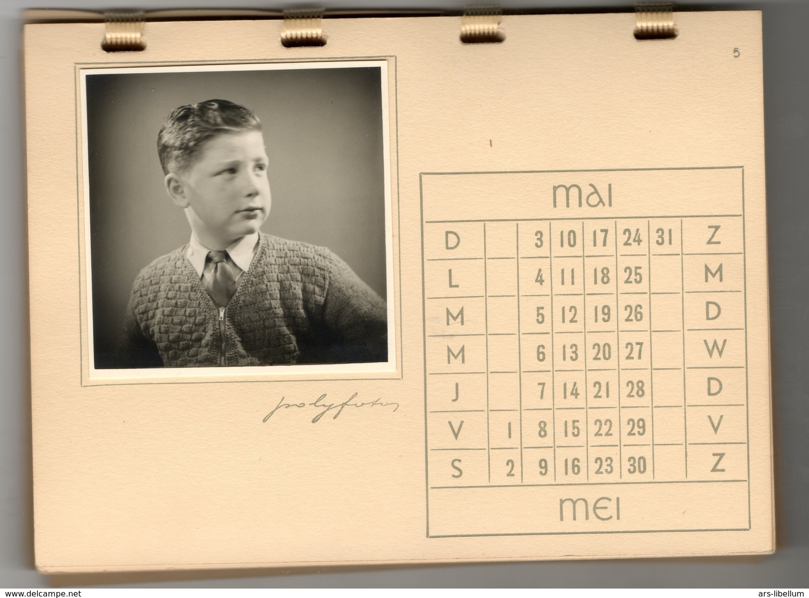 1953 / CALENDRIER personnalisé / Polyfoto Belgique / photos originales / kalender / boy / garçon