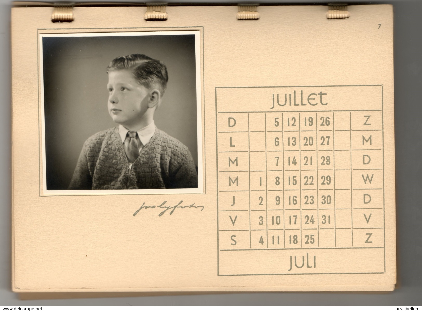 1953 / CALENDRIER personnalisé / Polyfoto Belgique / photos originales / kalender / boy / garçon