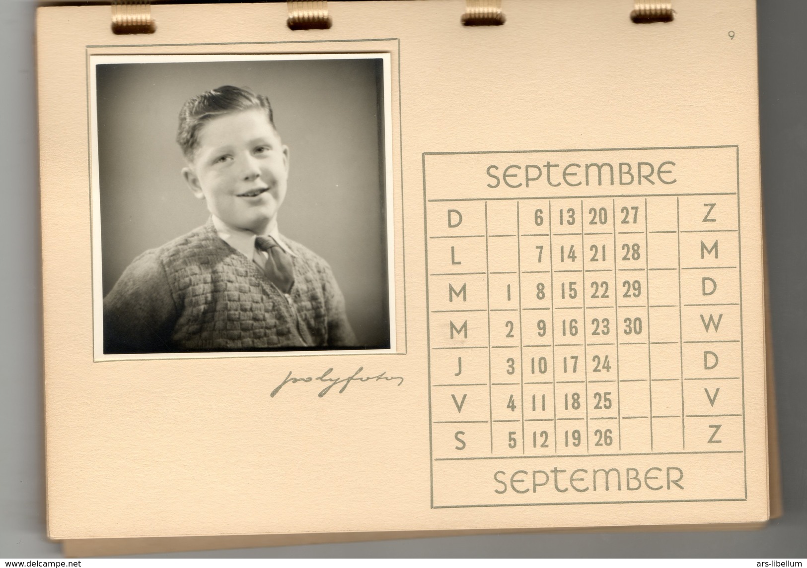 1953 / CALENDRIER personnalisé / Polyfoto Belgique / photos originales / kalender / boy / garçon