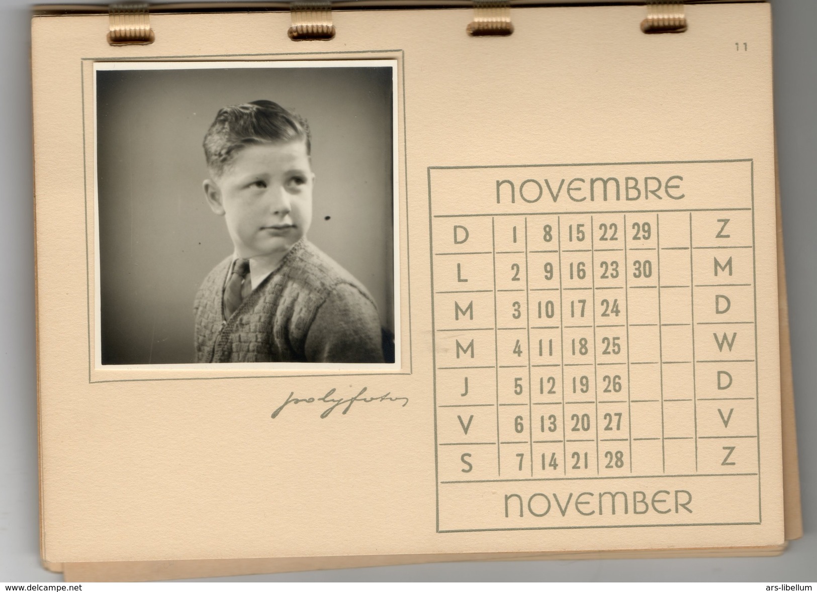 1953 / CALENDRIER personnalisé / Polyfoto Belgique / photos originales / kalender / boy / garçon