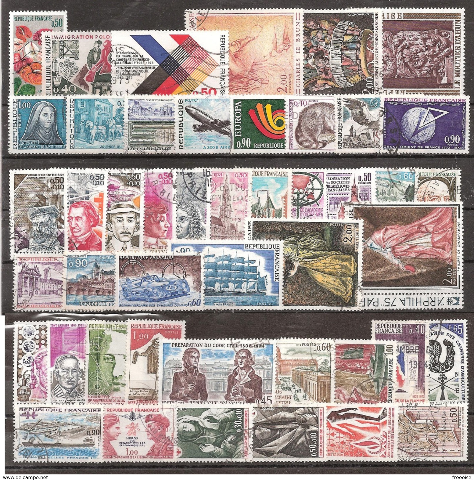 Timbres France Oblitérés - Année 1973 Complète - 1970-1979