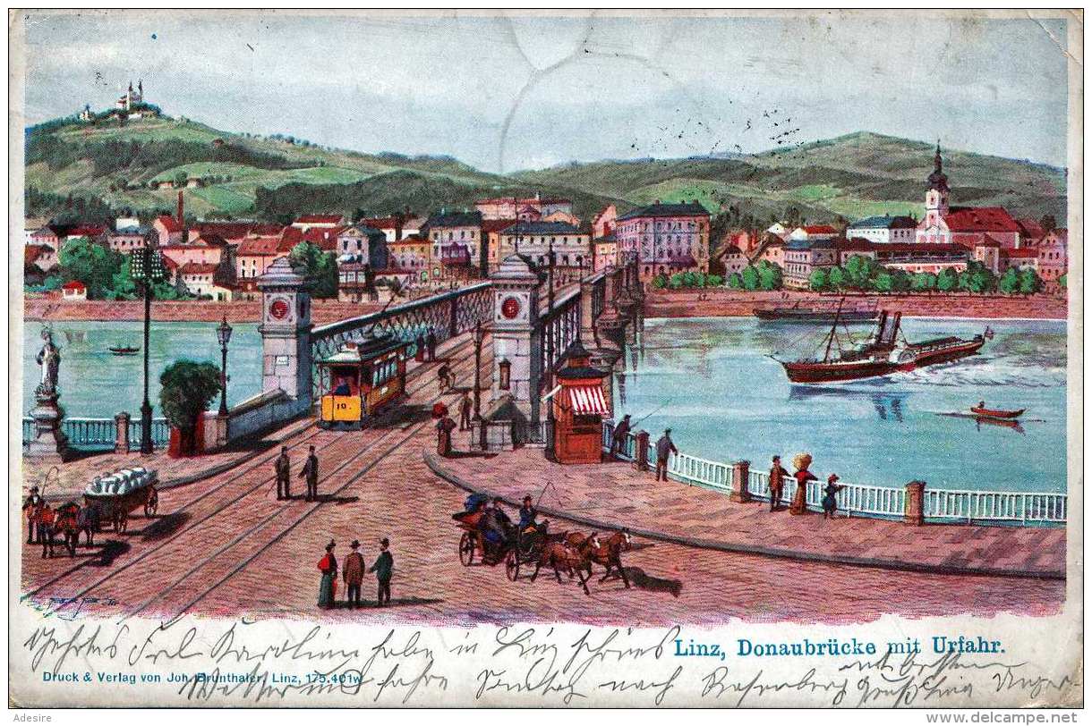 LINZ - Donaubrücke Mit Urfahr, Gel.1901, Abgelöste Marke - Linz