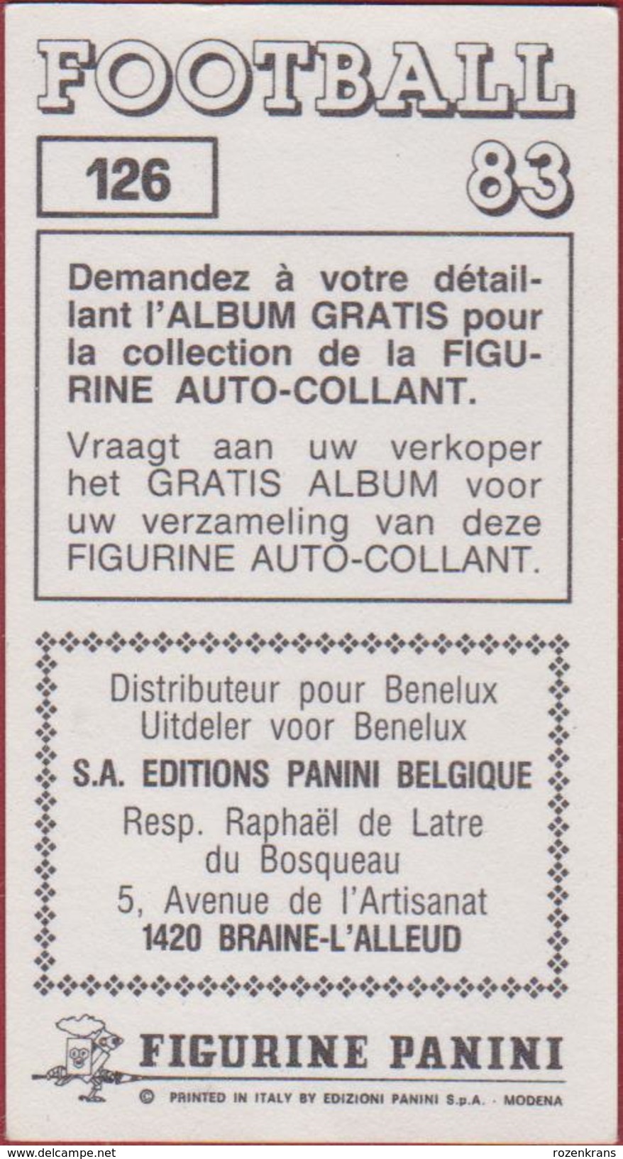 Panini Football 83 Voetbal Belgie Belgique 1983 Sticker AA KAA Gent La Gantoise Nr. 126 Aad Koudijzer - Sports