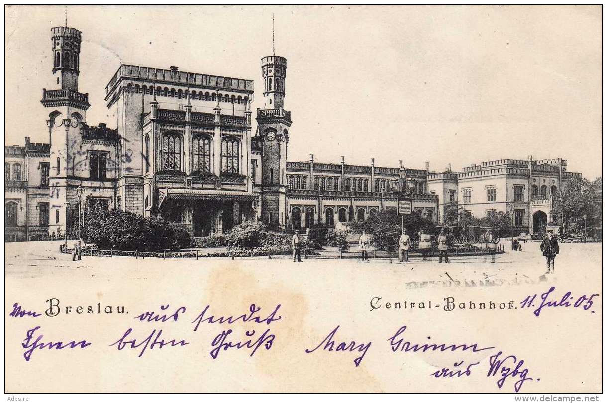 BRESLAU - Central-Bahnhof, Gel.1905 - Polen