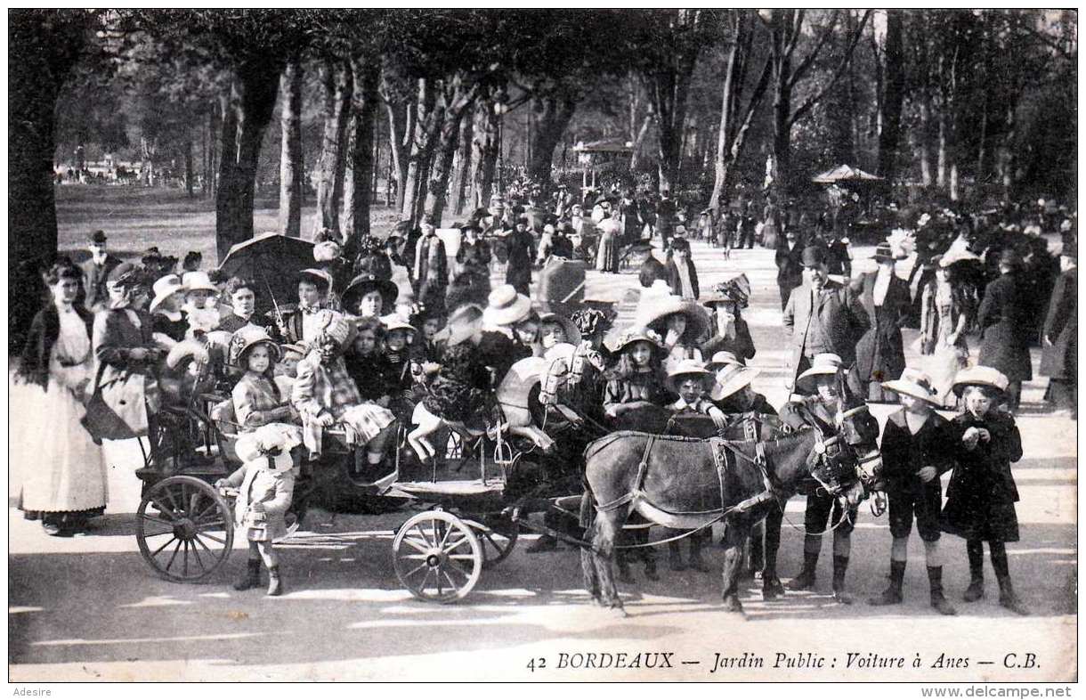 BORDEAUX - Jardin Public: Voiture à Anes, 1916 - Autres & Non Classés