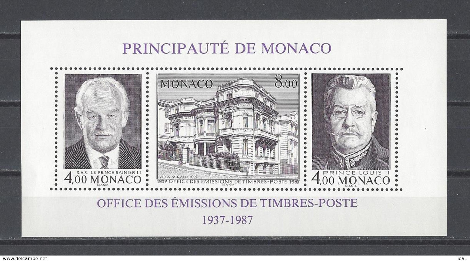 MONACO . YT Bloc 39 Neuf ** Cinquantenaire De L'O.E.T.P.  1987 - Blocks & Sheetlets