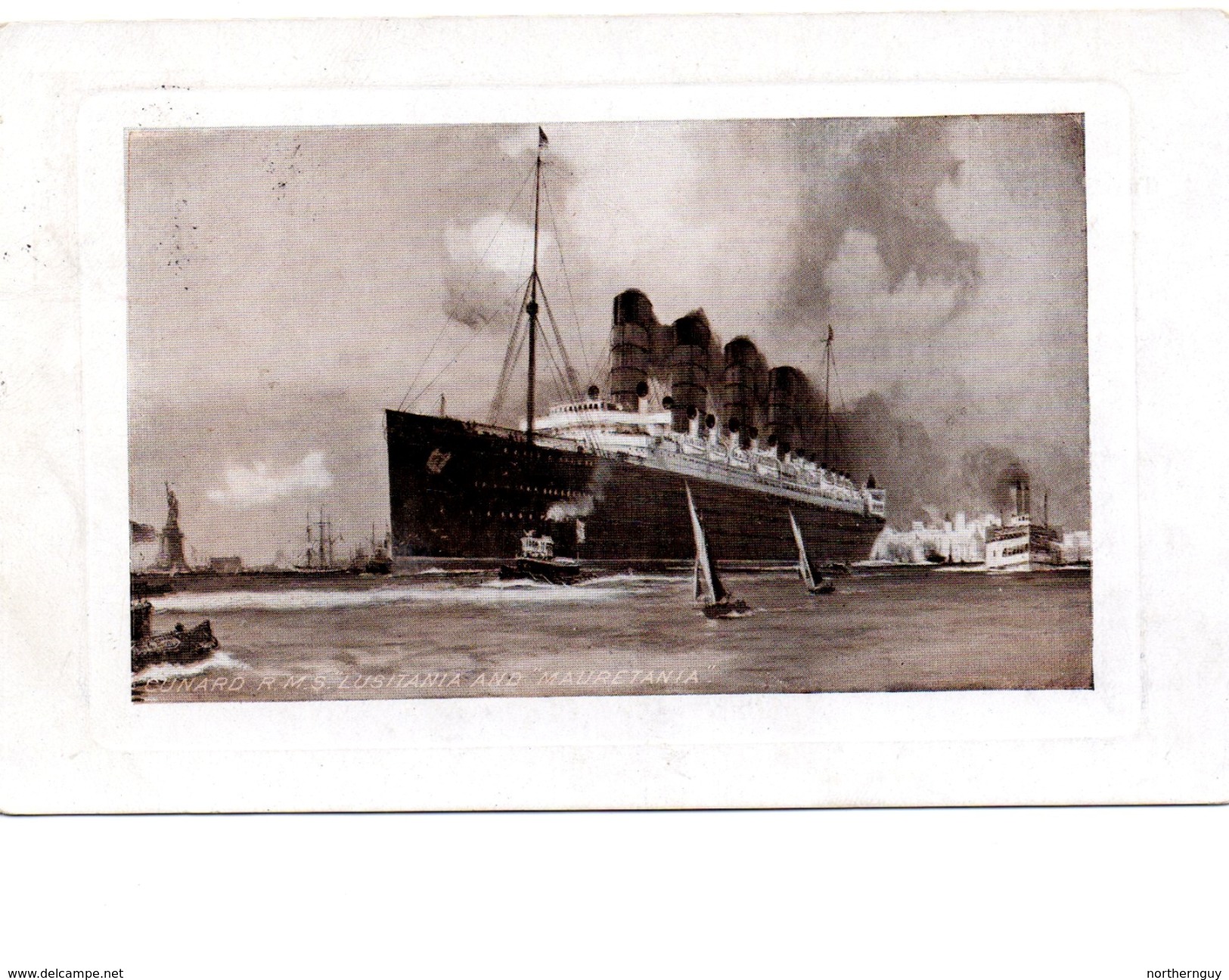 CUNARD RMS "Lusitania" And "Mauretania". 1909 Postcard, S/R Holstein Ontario - Paquebote