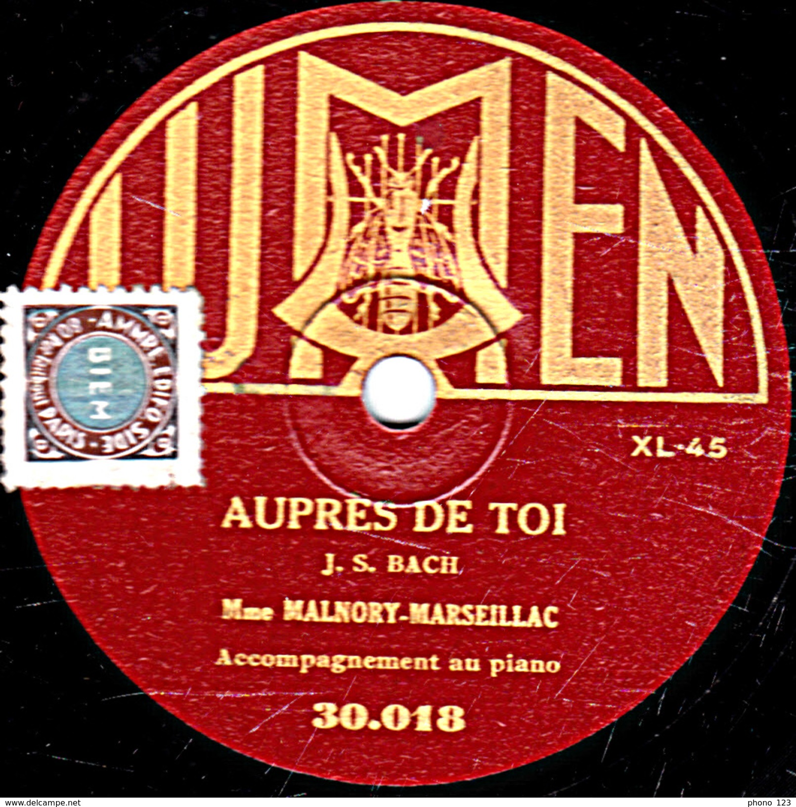 78 T. - 25 Cm - état B - Mme MALNORY MARSEILLAC - O MON DOUX JESUS - AUPRES DE TOI - 78 T - Disques Pour Gramophone
