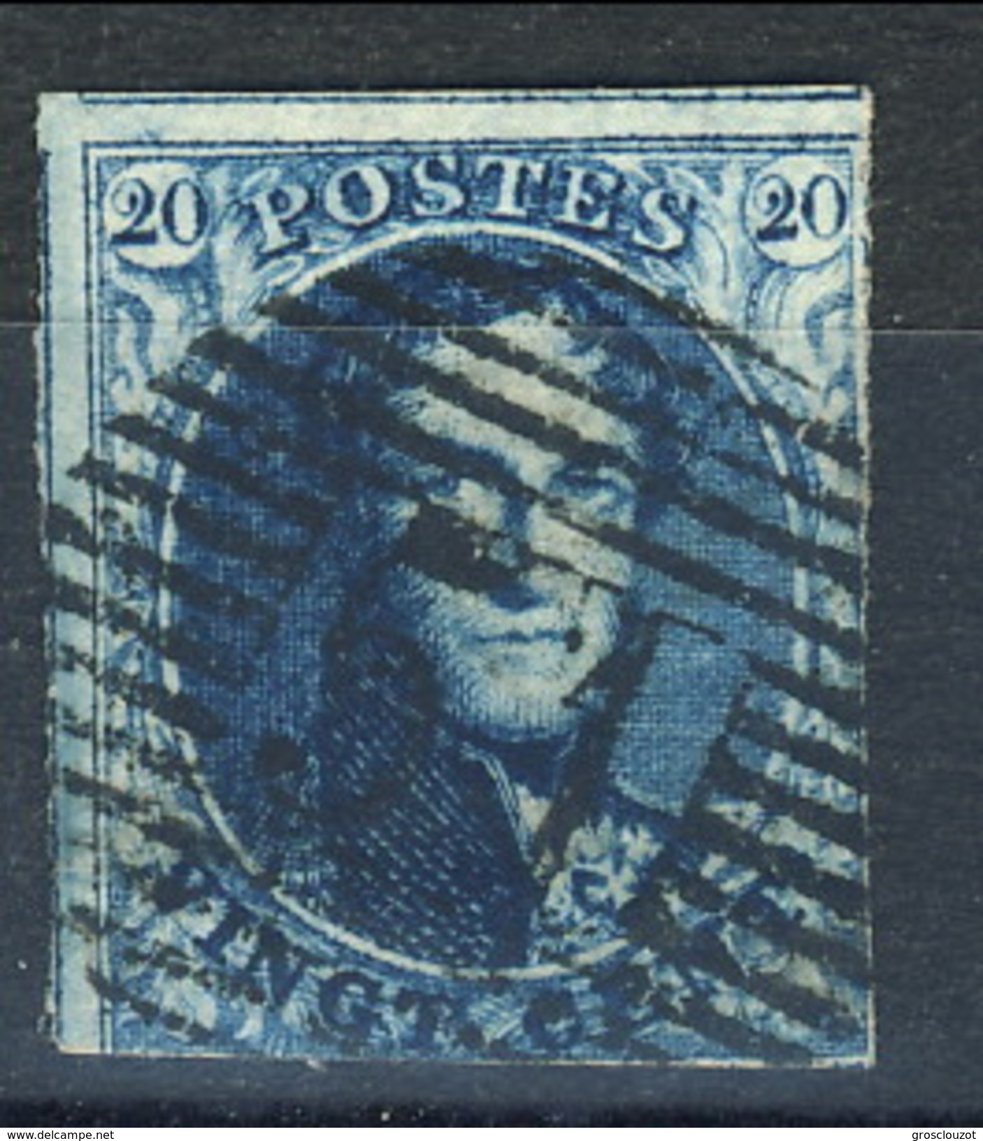 Belgio 1849 - 50 N. 4 C. 20 Azzurro Effigie Di Re Leopoldo I, Usato  (giusto A Dx E In Basso)  Cat. &euro; 100 - Altri & Non Classificati