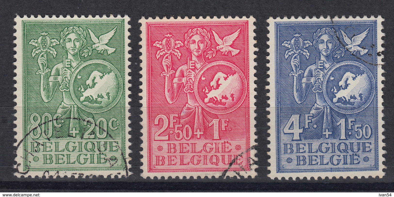 BELGIE : 927-29 &ndash; Idée Européenne - European Idea (1953)  - (0) - Gebraucht