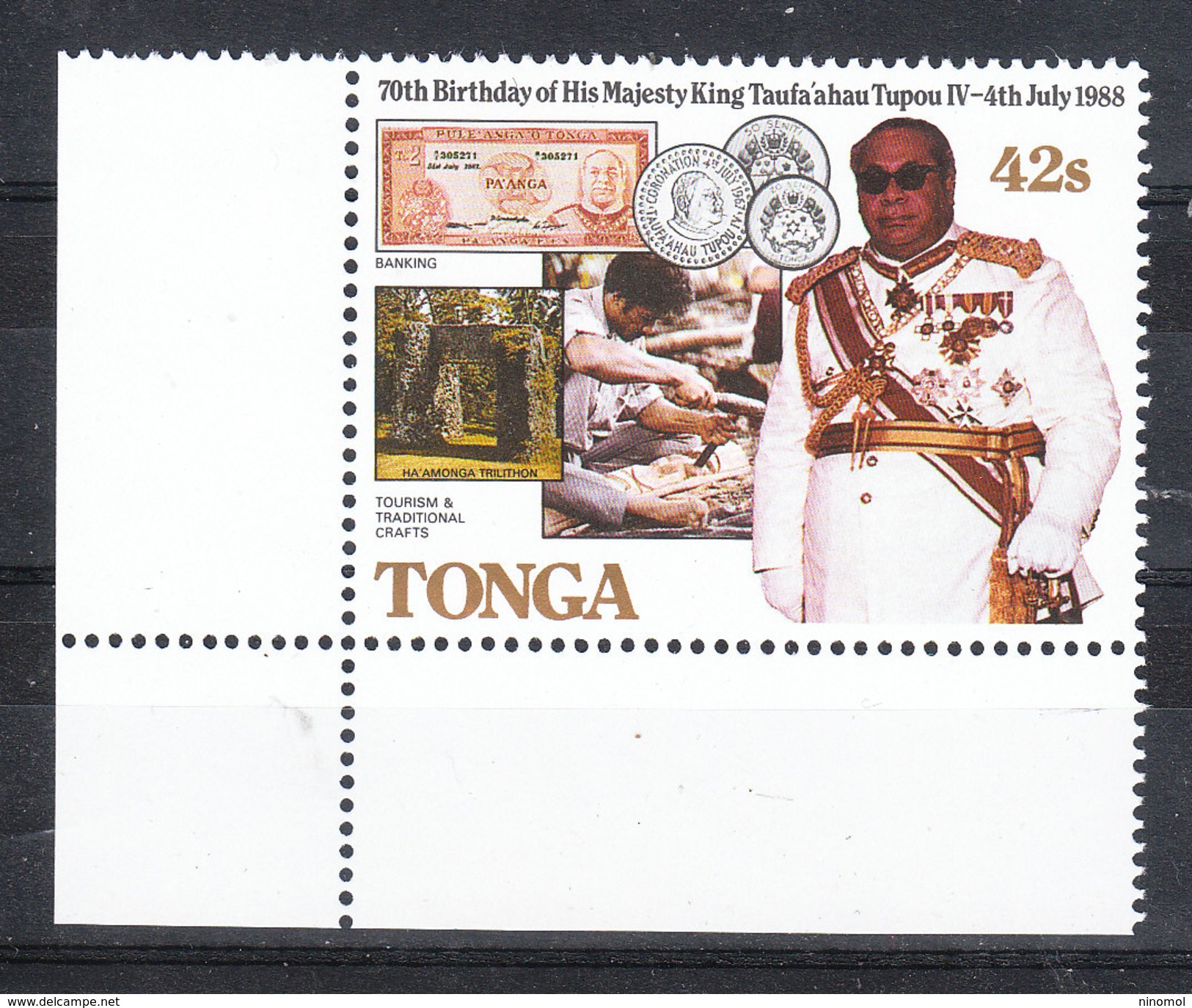 Tonga   -   1988.  Re Tupou IV.  Banconota, Monete, Artigianato. Banknote, Coins, Craft. Date 1988. MNH - Münzen