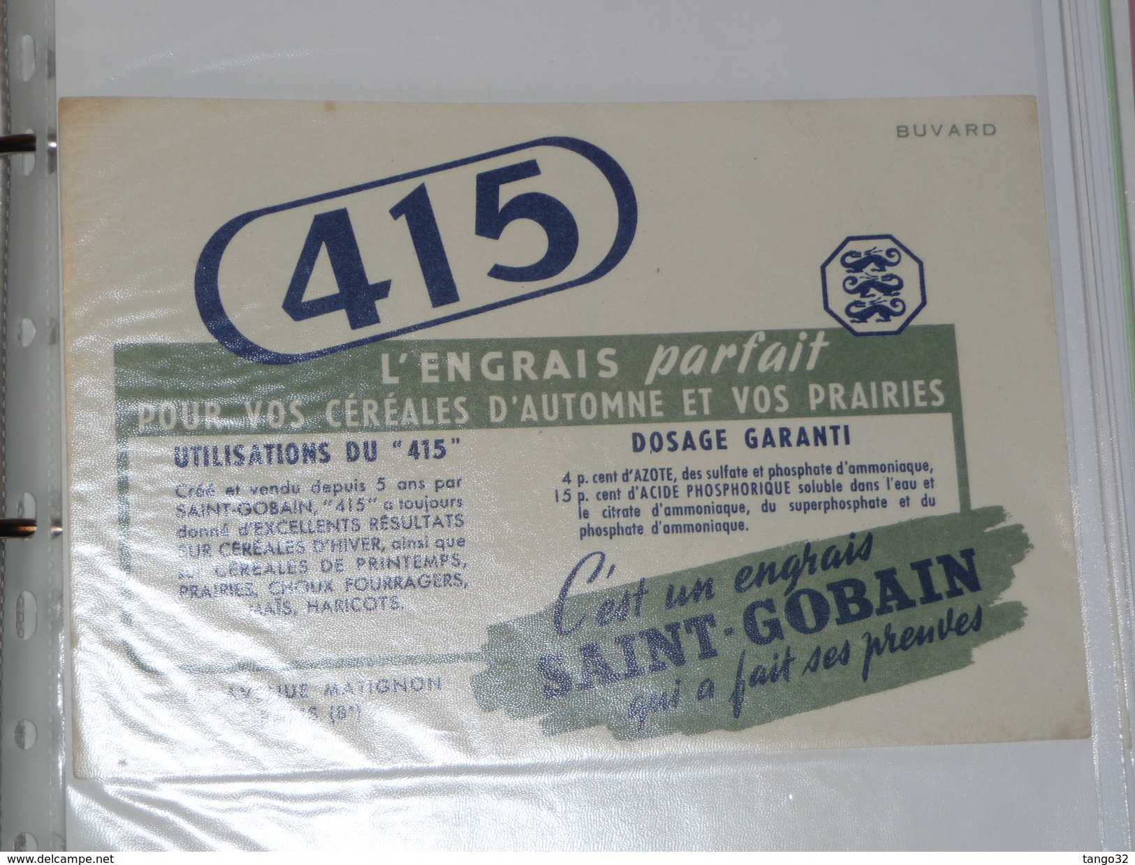 BUVARD  Agriculture 415 Engrais Saint Gobain - Agriculture