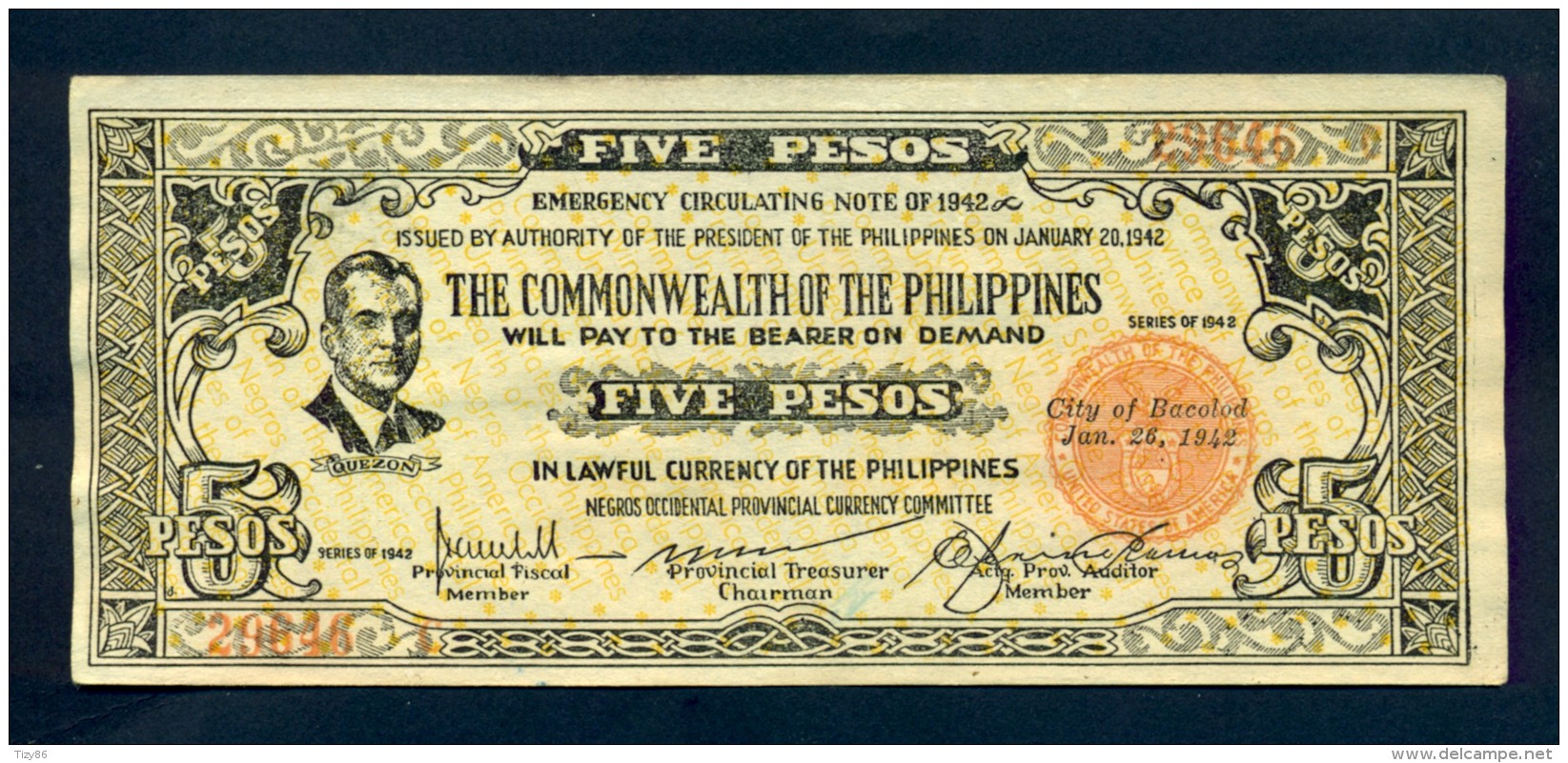 Banconota Philippines 5 Pesos Oro 1942 FDS - Philippines