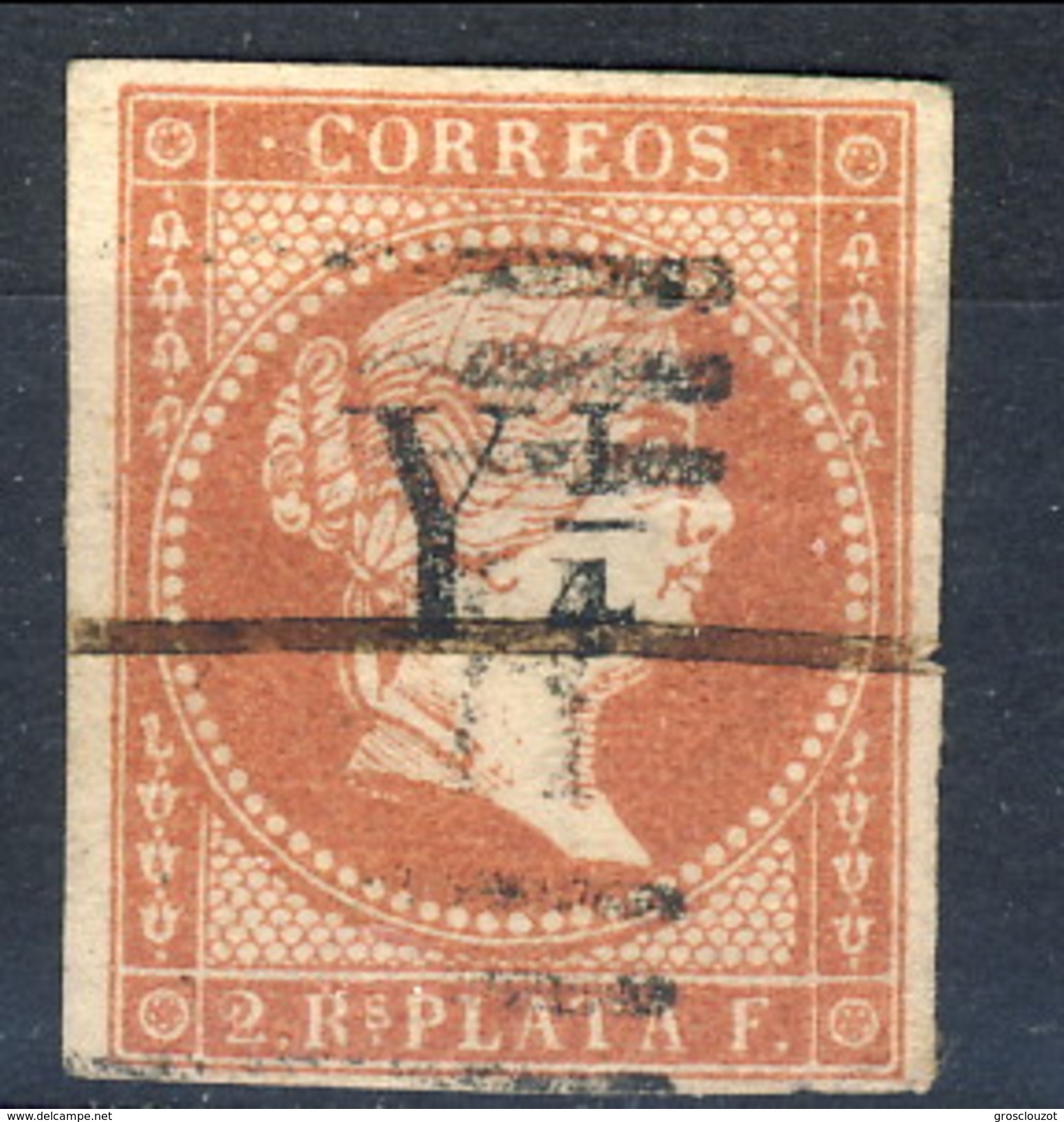 Spagna 1855 Colonie N. 5, Reali 2 D'argento, Usato - Altri & Non Classificati