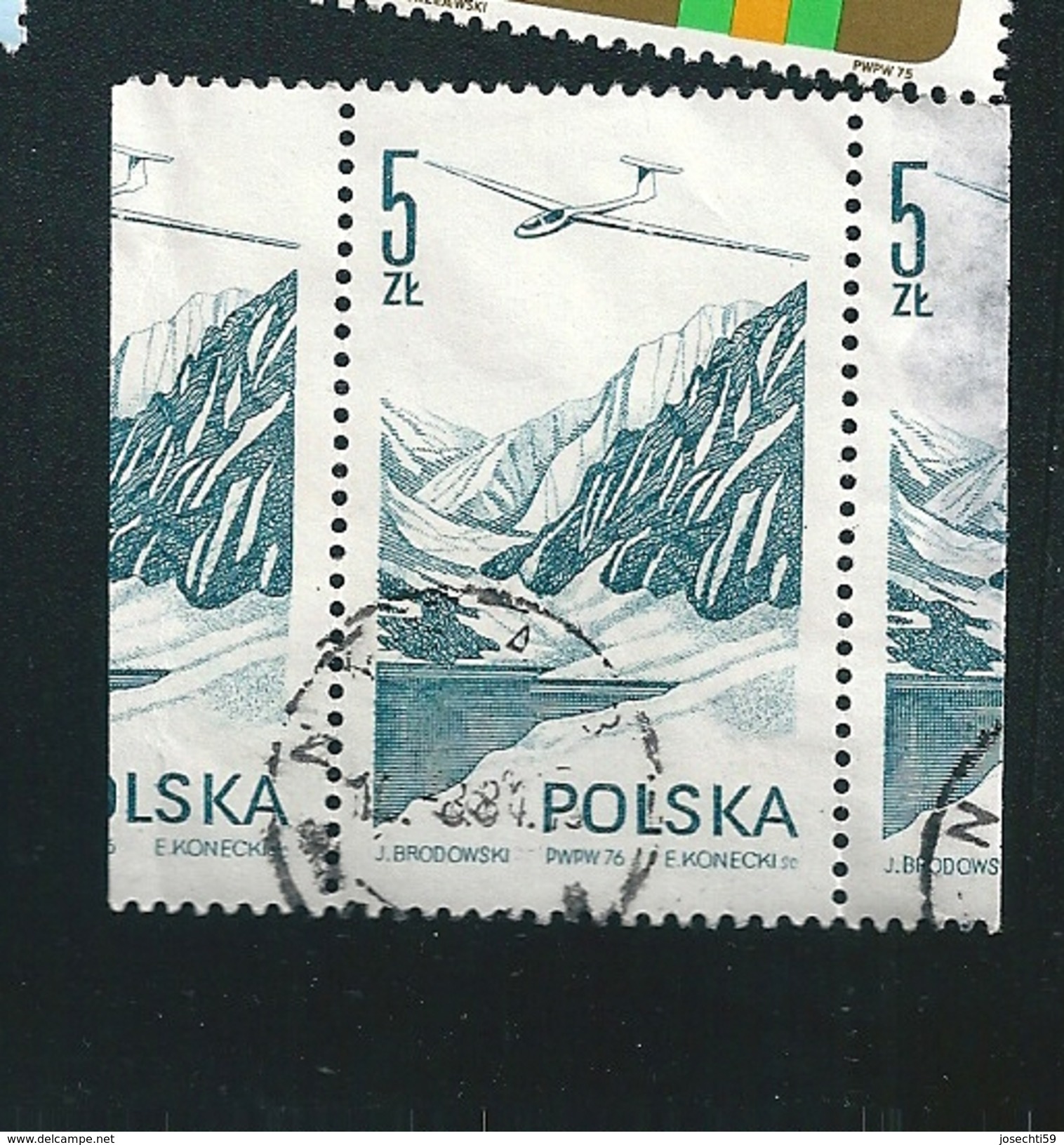 N° 55 PA55 Poste Aérienne Planeurs  Aéronautique Timbre   Pologne Oblitéré 5 Zt Polska 1976 - Oblitérés