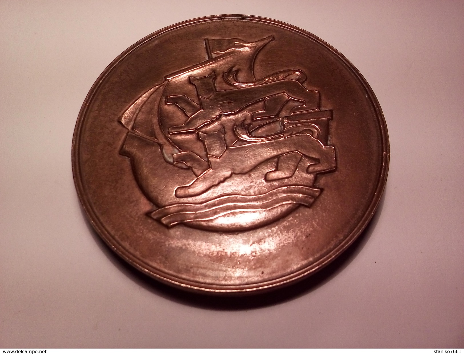 MEDAILLE EN BRONZE DE RECOMPENSE DRAKKAR  ET LEOPARD PASSANT PARIS NORMANDIE 1972 PAR J. Hébert-COËFFIN - Autres & Non Classés