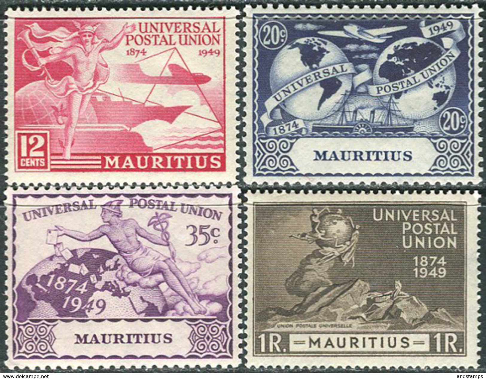 Mauritius 1949. Michel #223/26 VF/MNH. 75 Jahre Weltpostverein. (Ts15) - Mauritius (...-1967)